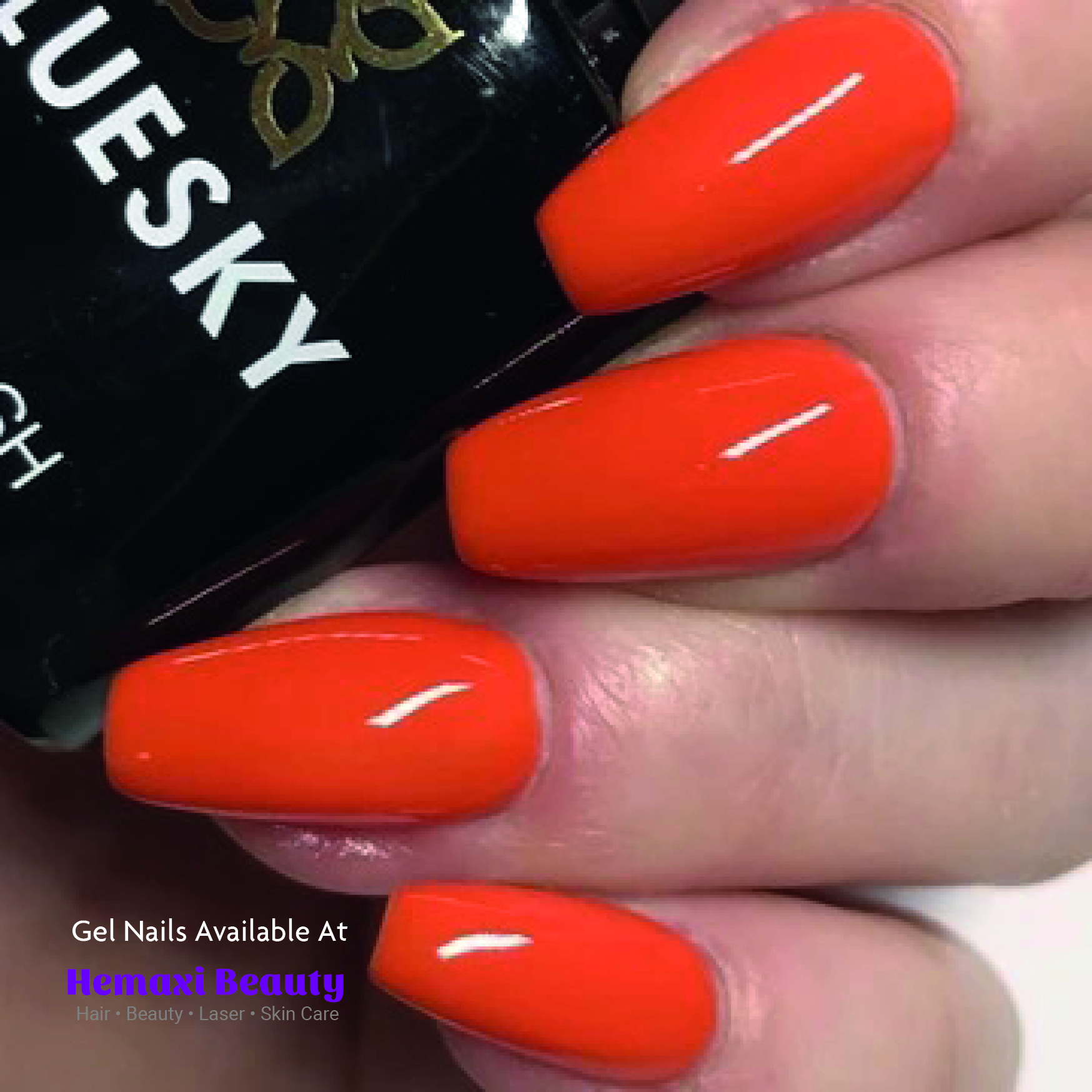 Orange Gel Nail Birmingham Salon